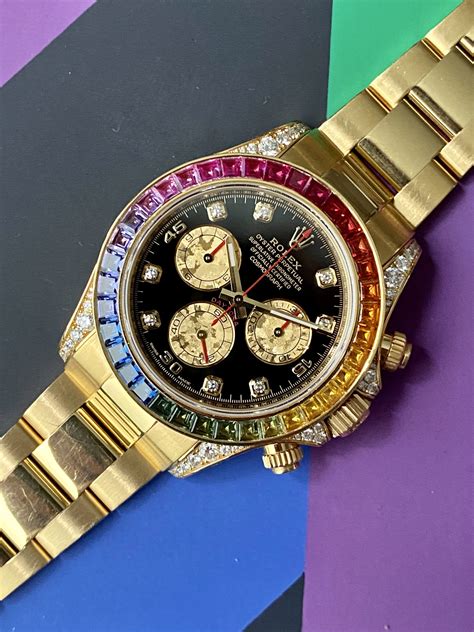 rolex rainbow daytona yellow gold|rolex rainbow 2021 price.